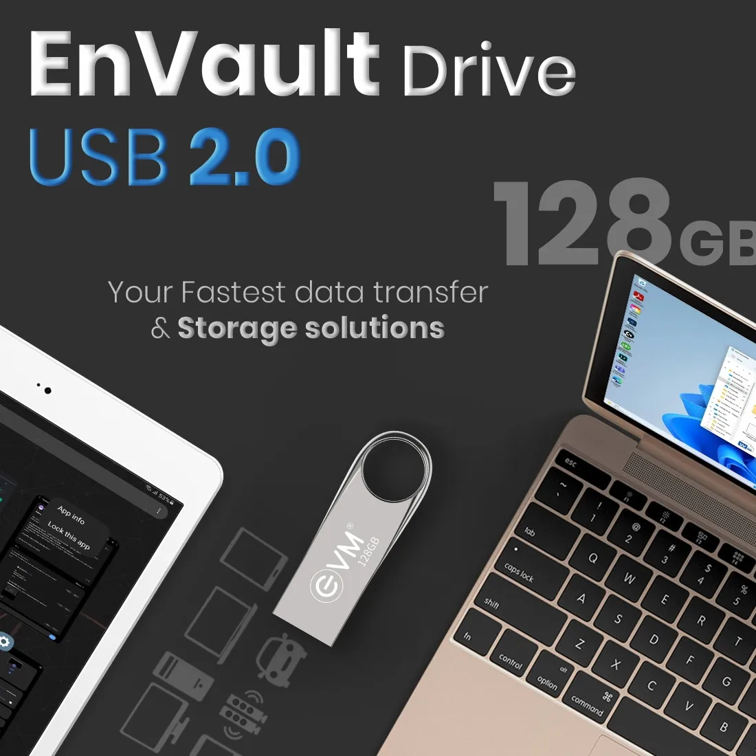 EVM Envault Pendrive 128GB USB 2.0 (METAL) view 4